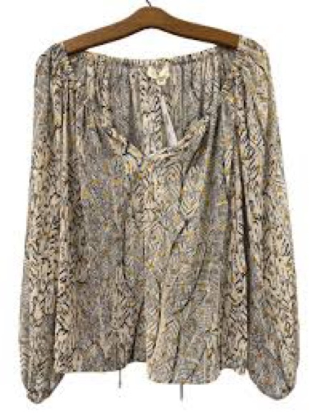 lovestitch Neutral Floral Peasant Blouse in Beige and Gray